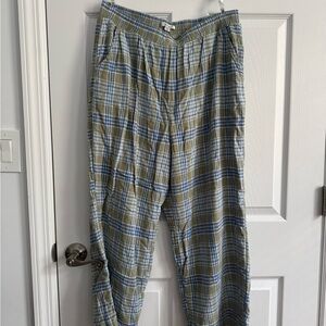 American Eagle Women’s Lounge Pajama Pants Blue Green Plaid